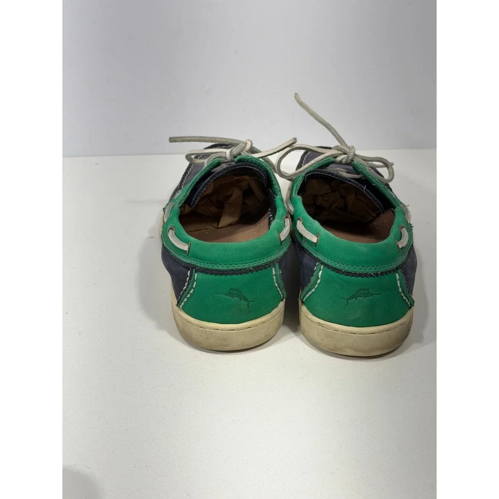 Tommy Bahama Arlington Mens 11M Navy Green Leather Boat Shoes TFM00149-220